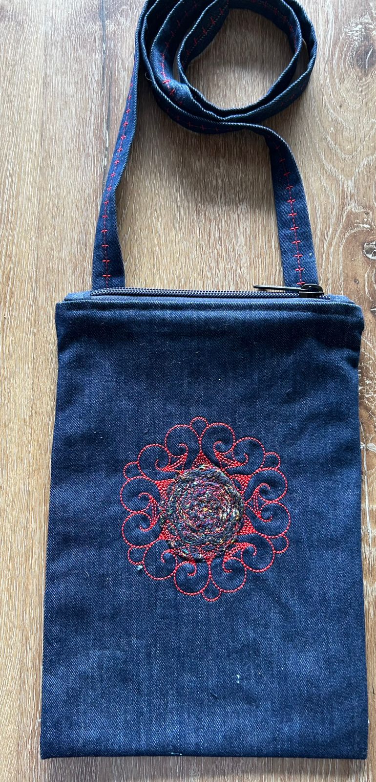 Denim, lined handbag