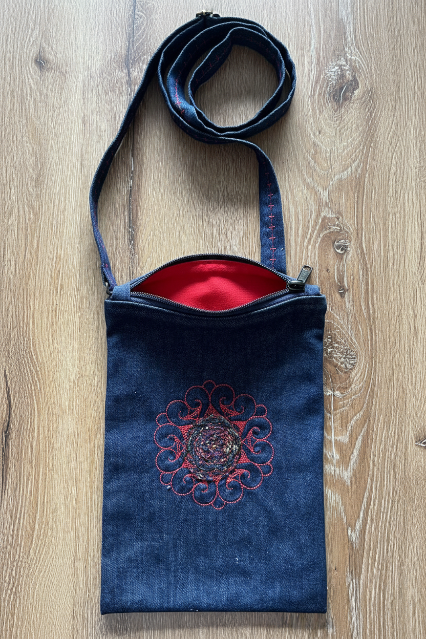 Denim, lined handbag