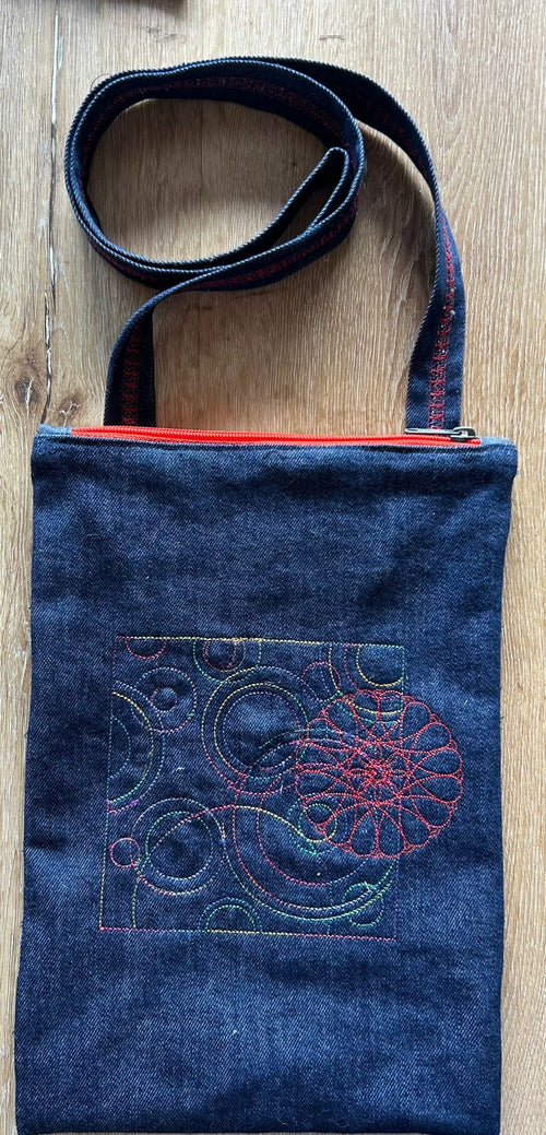 Denim, lined handbag